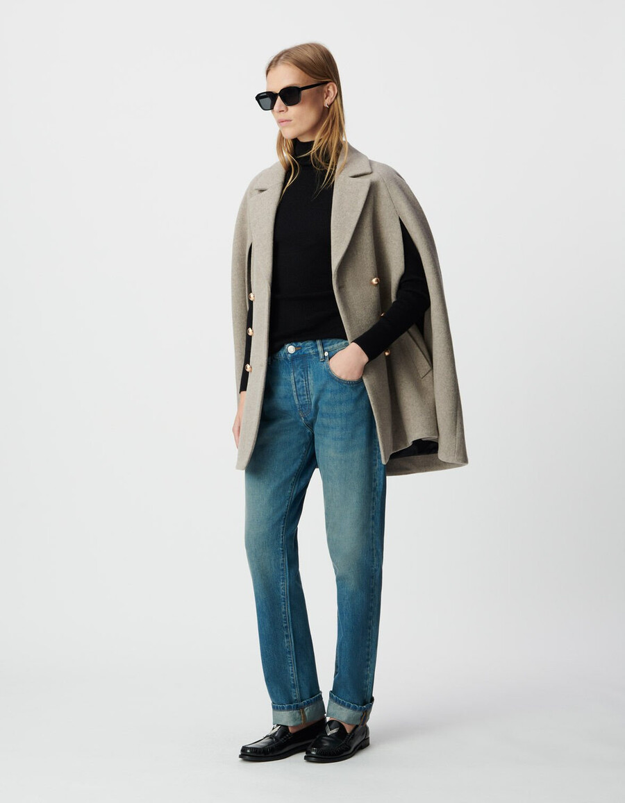 cappotto doppiopetto beige da donna