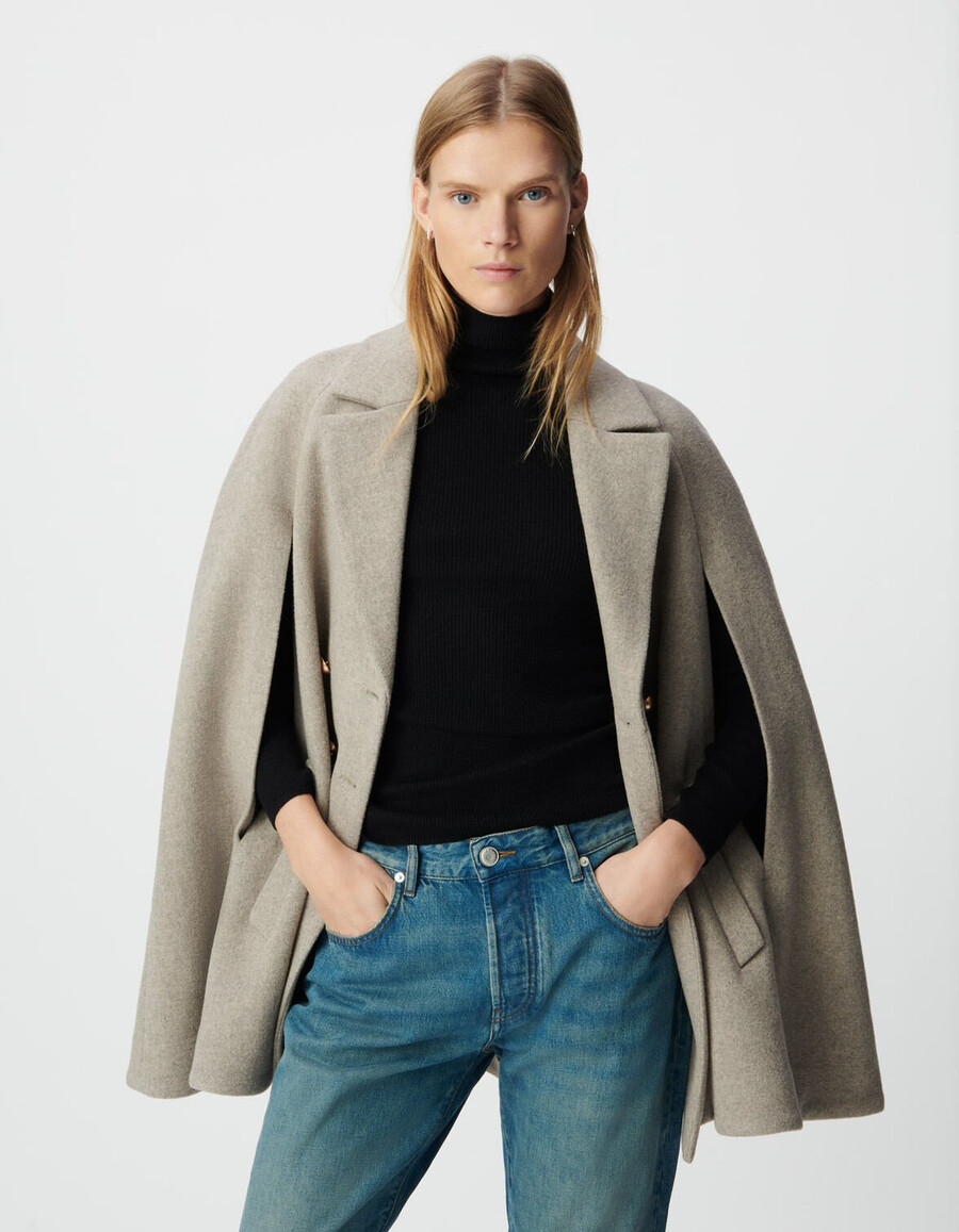 cappotto doppiopetto beige da donna