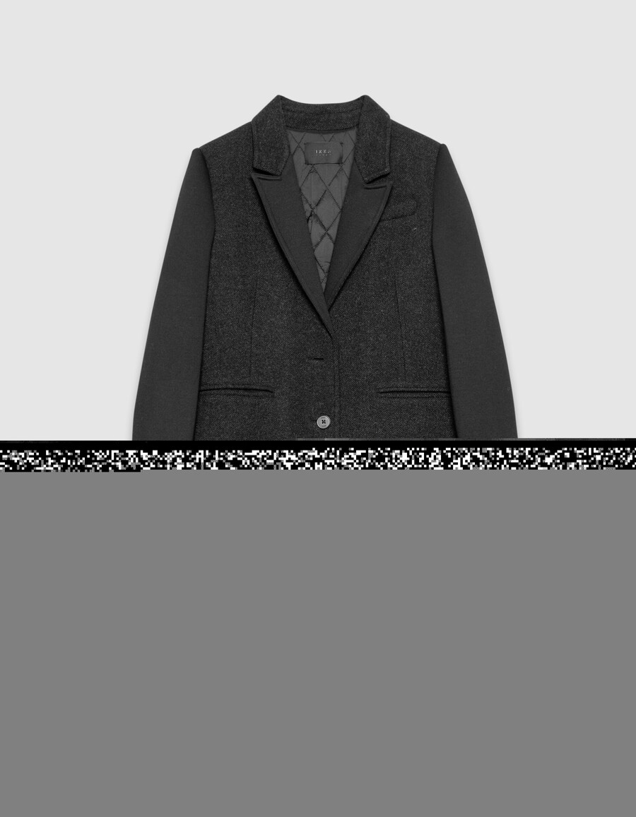 cappotto da donna in tessuto misto grigio con maniche nere