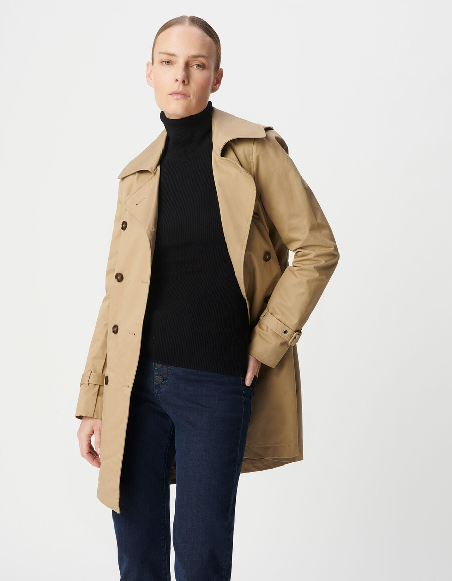 trench da donna cappuccio e fodera rimovibili