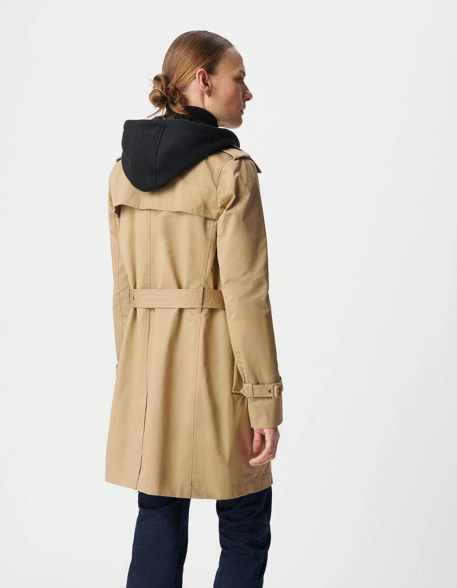 trench da donna cappuccio e fodera rimovibili
