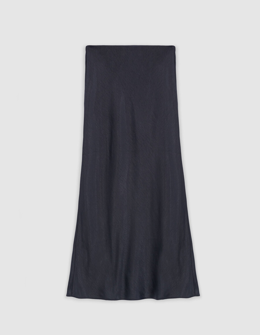 gonna lunga in raso nero da donna