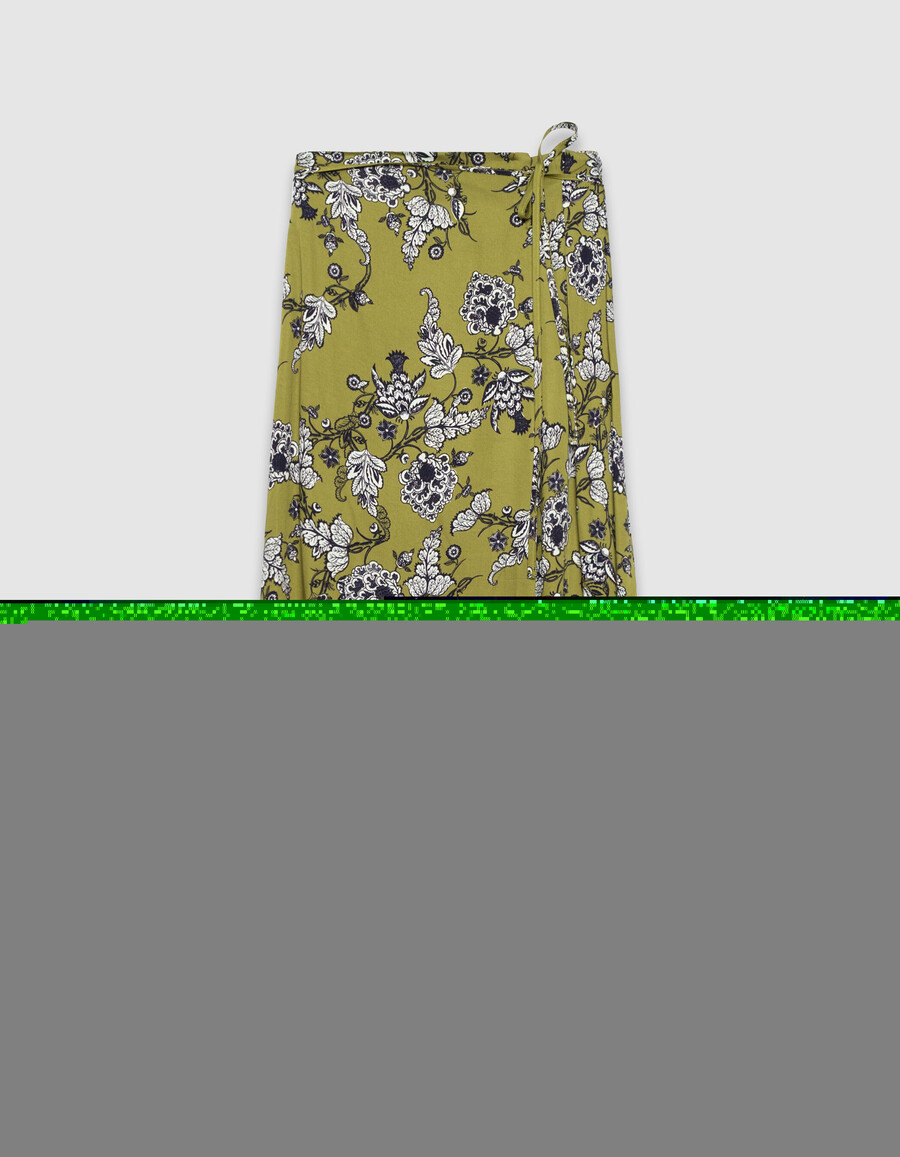 gonna midi verde da donna con stampa floreale