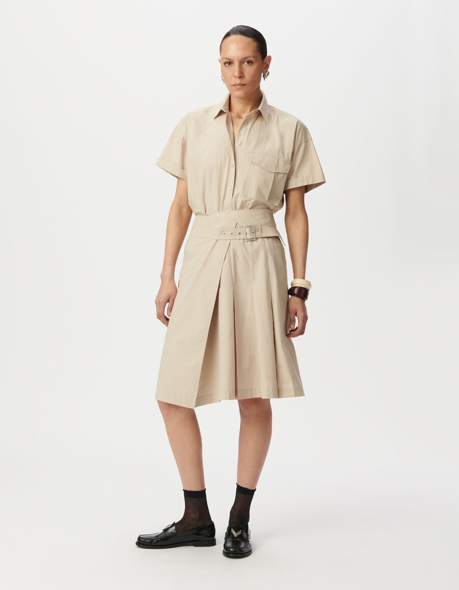gonna avvolgente plissettata beige da donna