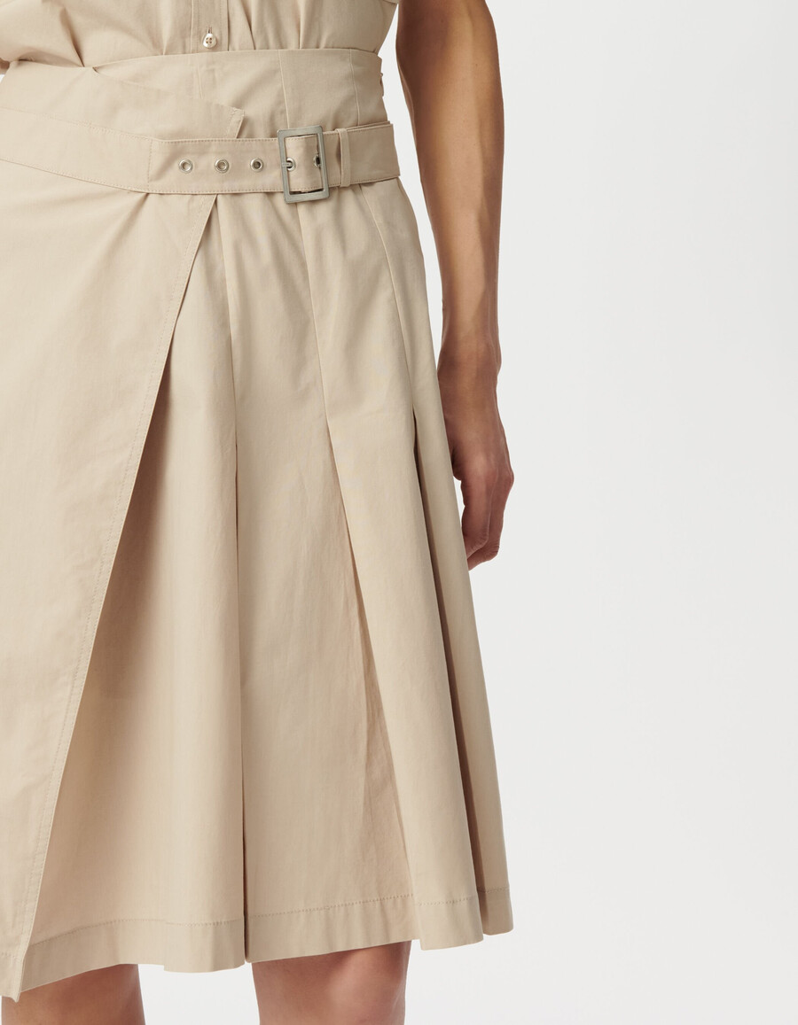 gonna avvolgente plissettata beige da donna