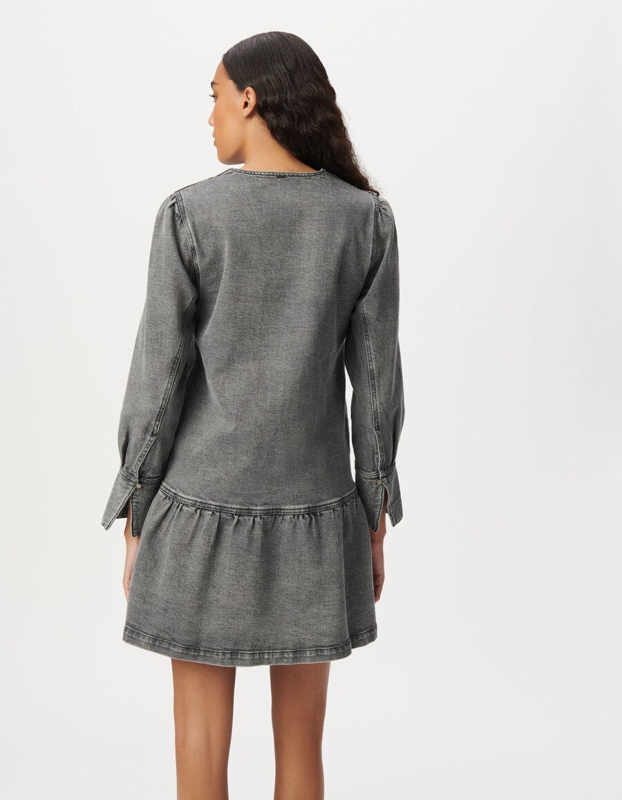 abito da donna a maniche lunghe in denim grigio