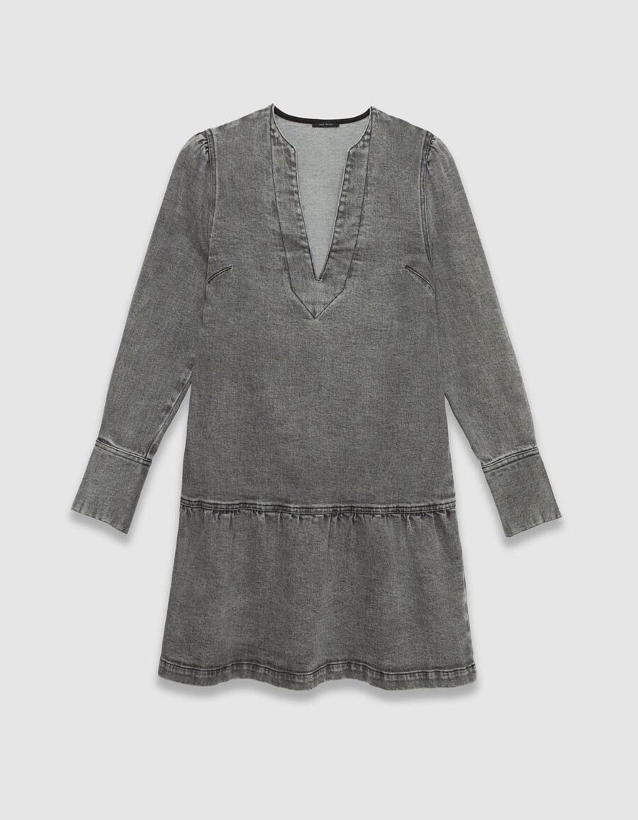 abito da donna a maniche lunghe in denim grigio