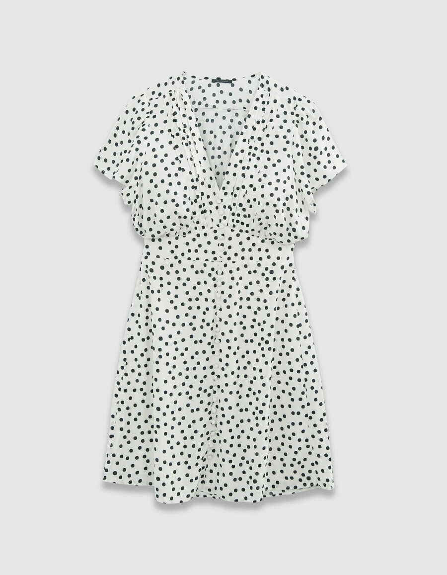abito da donna con stampa a pois bianchi