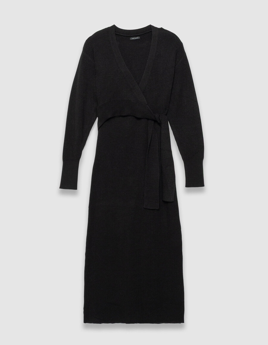 abito lungo in maglia con cintura per donna
