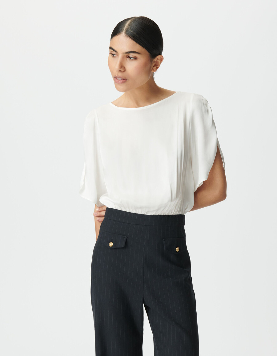 tuta da donna in tessuto misto blu navy con top bianco