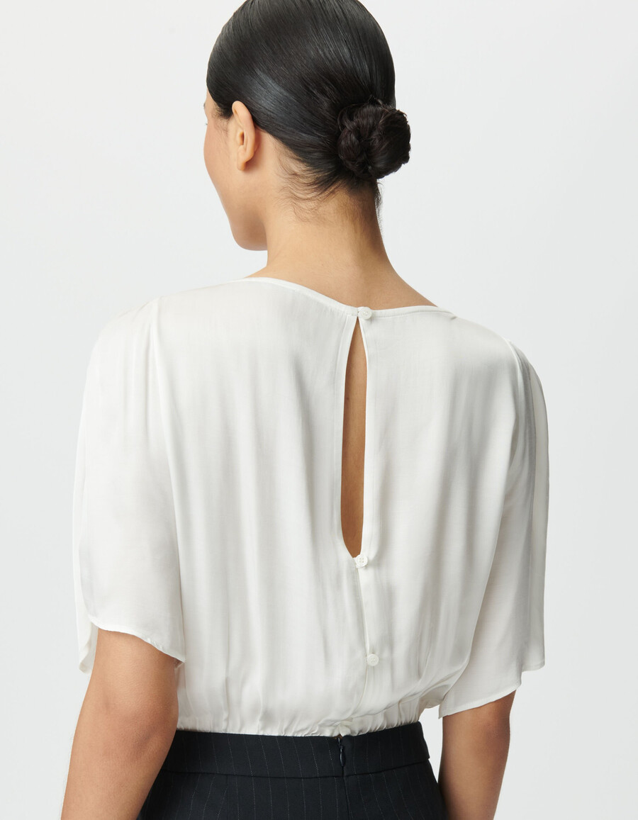 tuta da donna in tessuto misto blu navy con top bianco