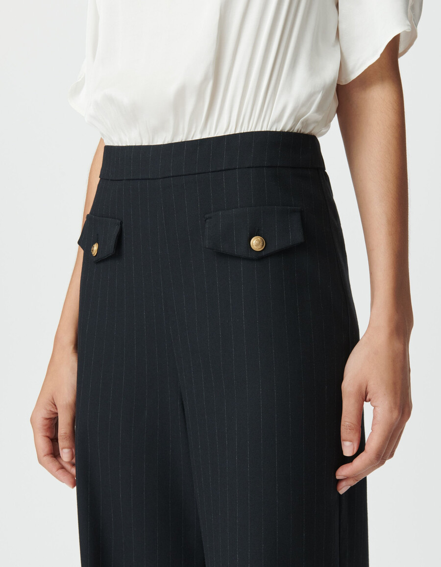 tuta da donna in tessuto misto blu navy con top bianco