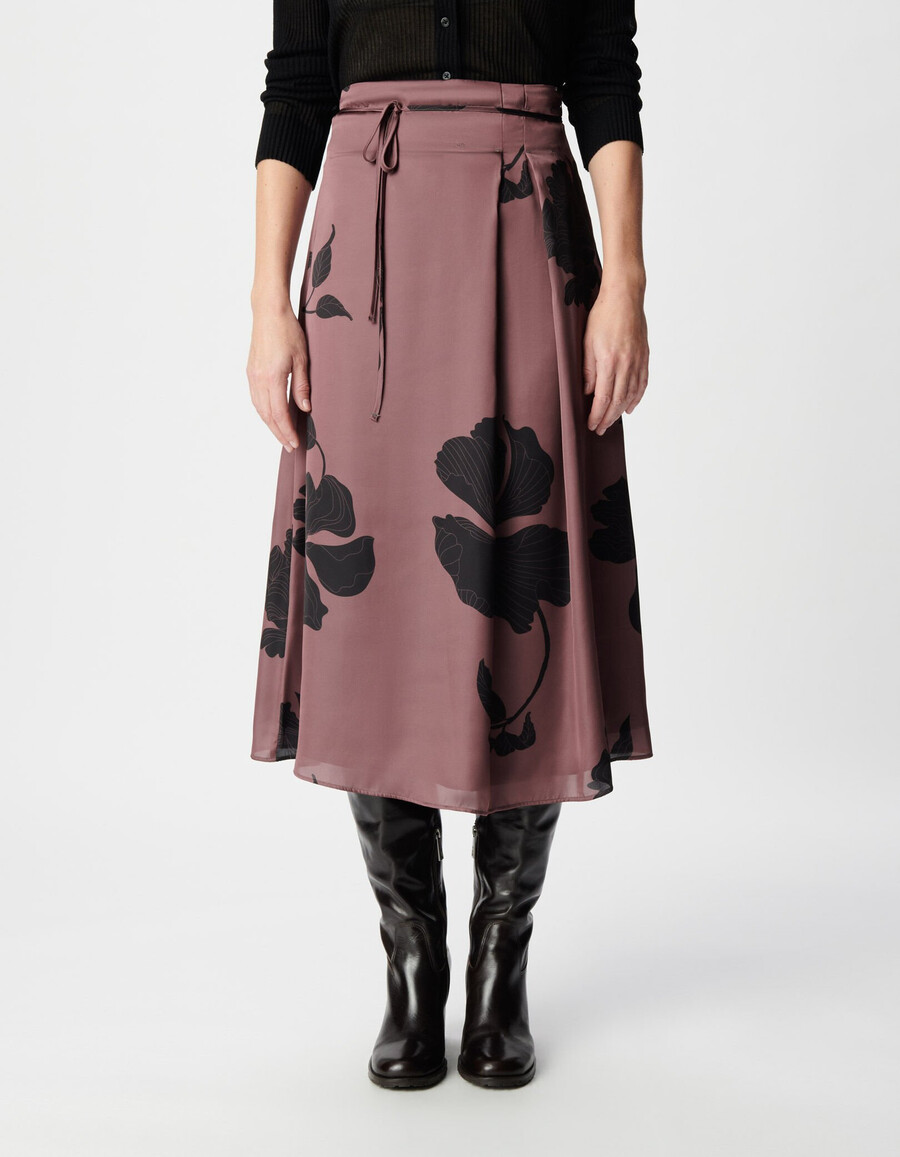 gonna midi lunga floreale bordeaux da donna