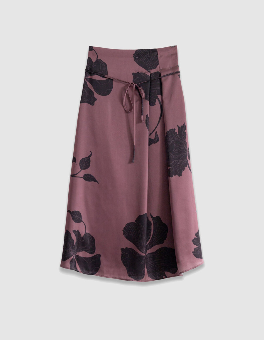 gonna midi lunga floreale bordeaux da donna