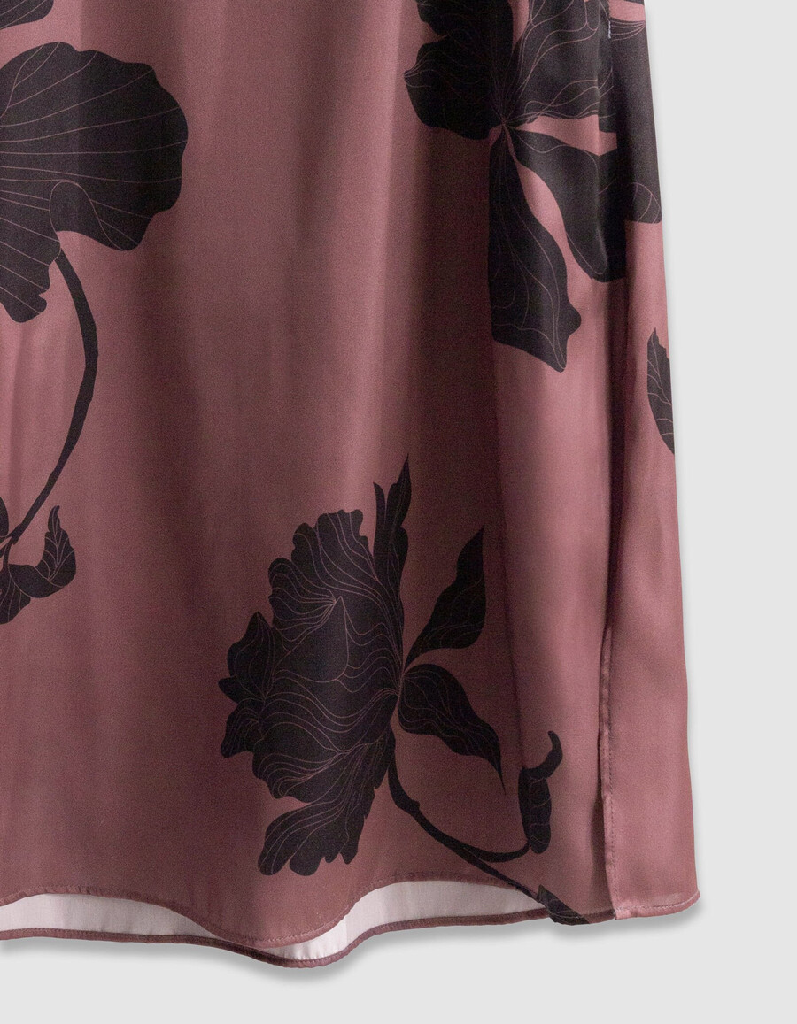 abito midi lungo con stampa floreale bordeaux da donna