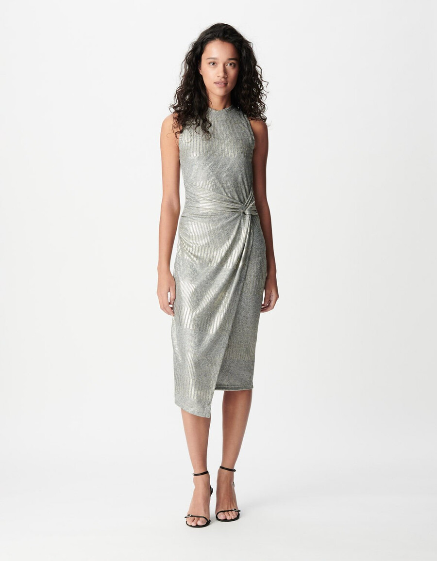 abito da donna in jersey intrecciato color champagne