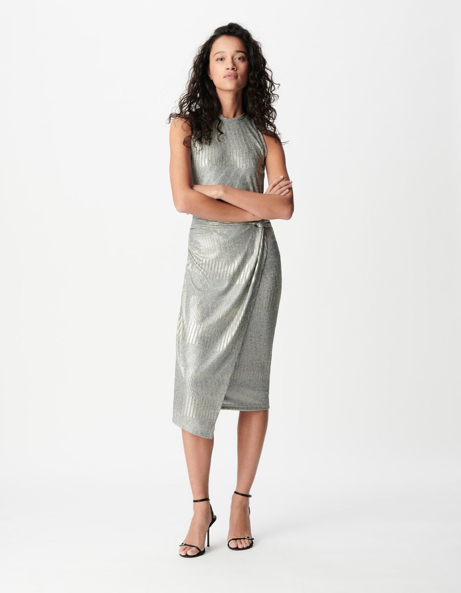 abito da donna in jersey intrecciato color champagne