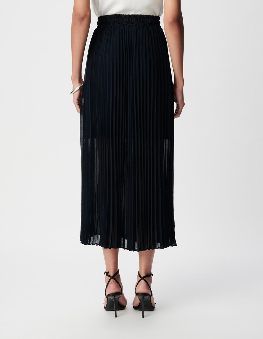 gonna lunga plissettata blu navy da donna con strisce laterali sportive