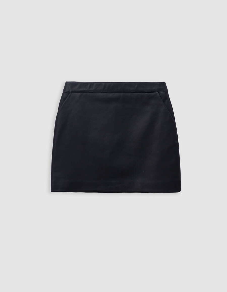 gonna corta in pelle nera da donna