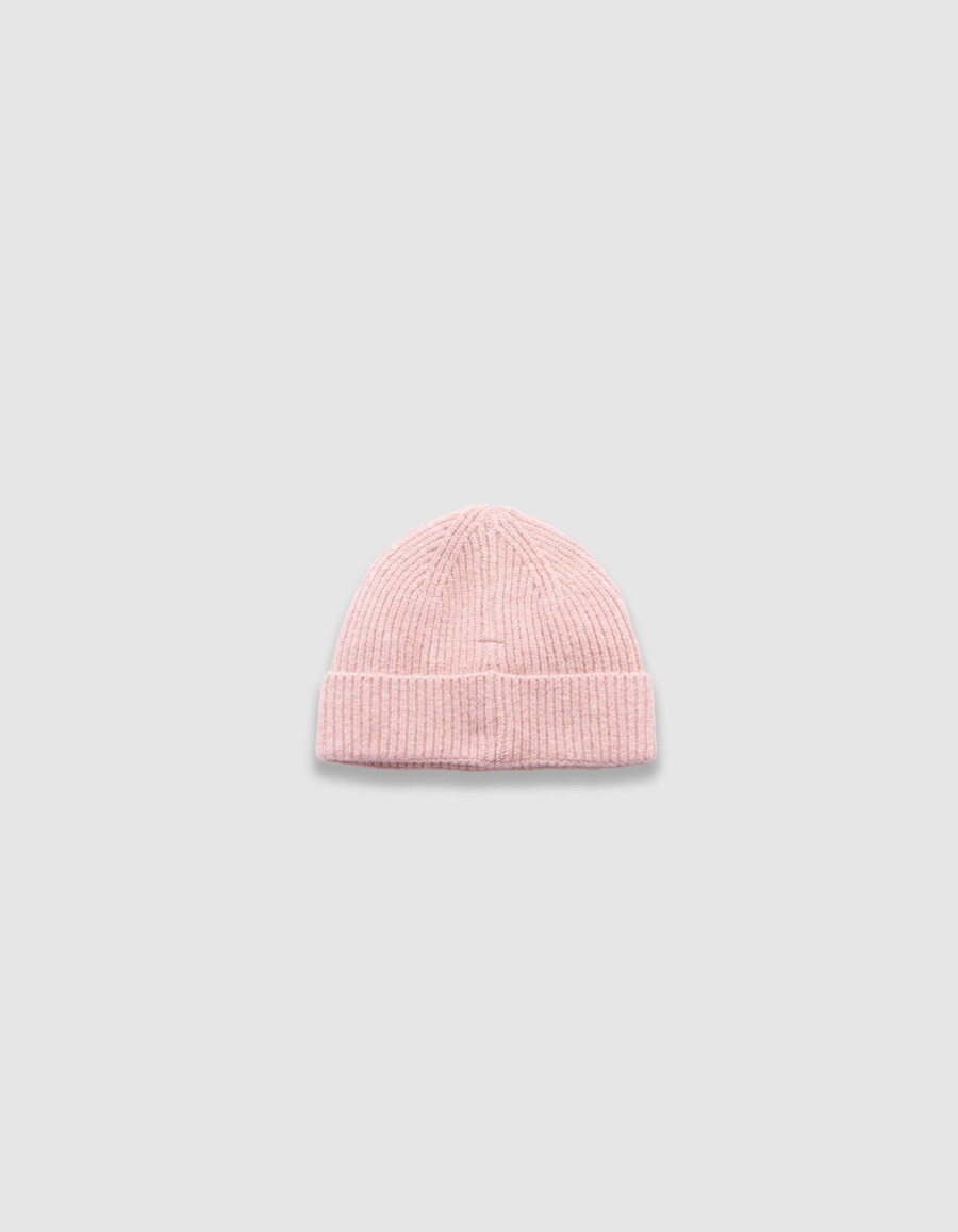berretto rosa glitterato in maglia con ricamo floreale per bambine