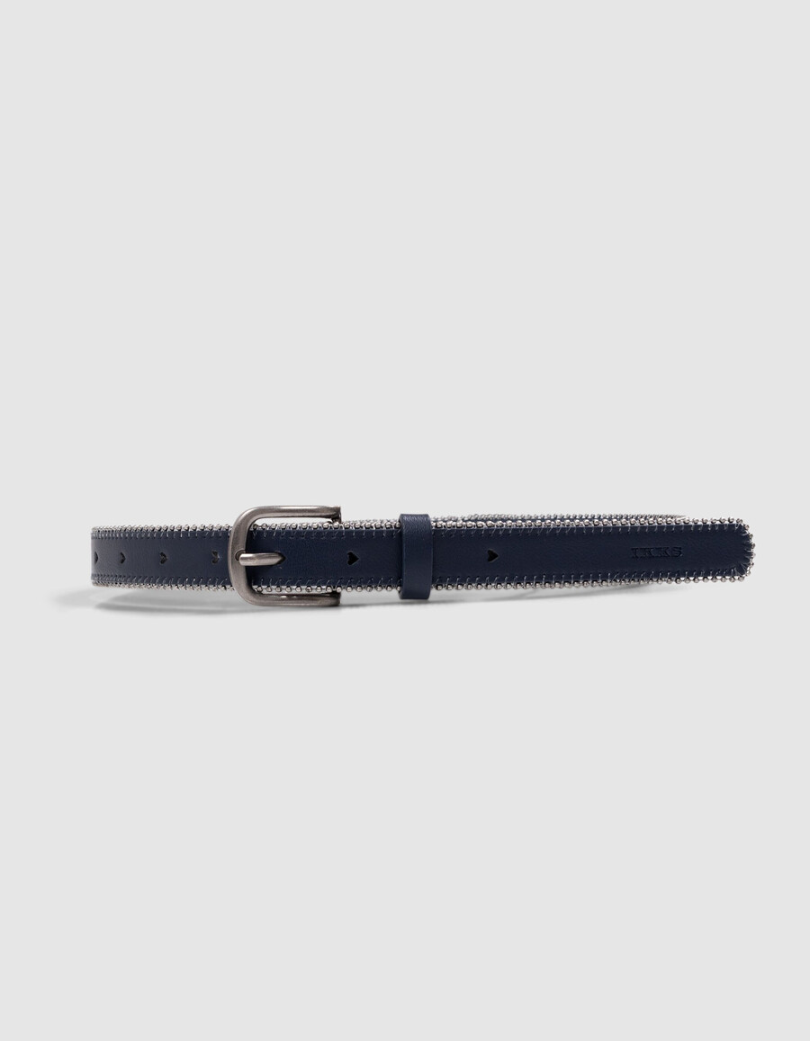 cintura blu navy traforata con cuore e microperline per bambine
