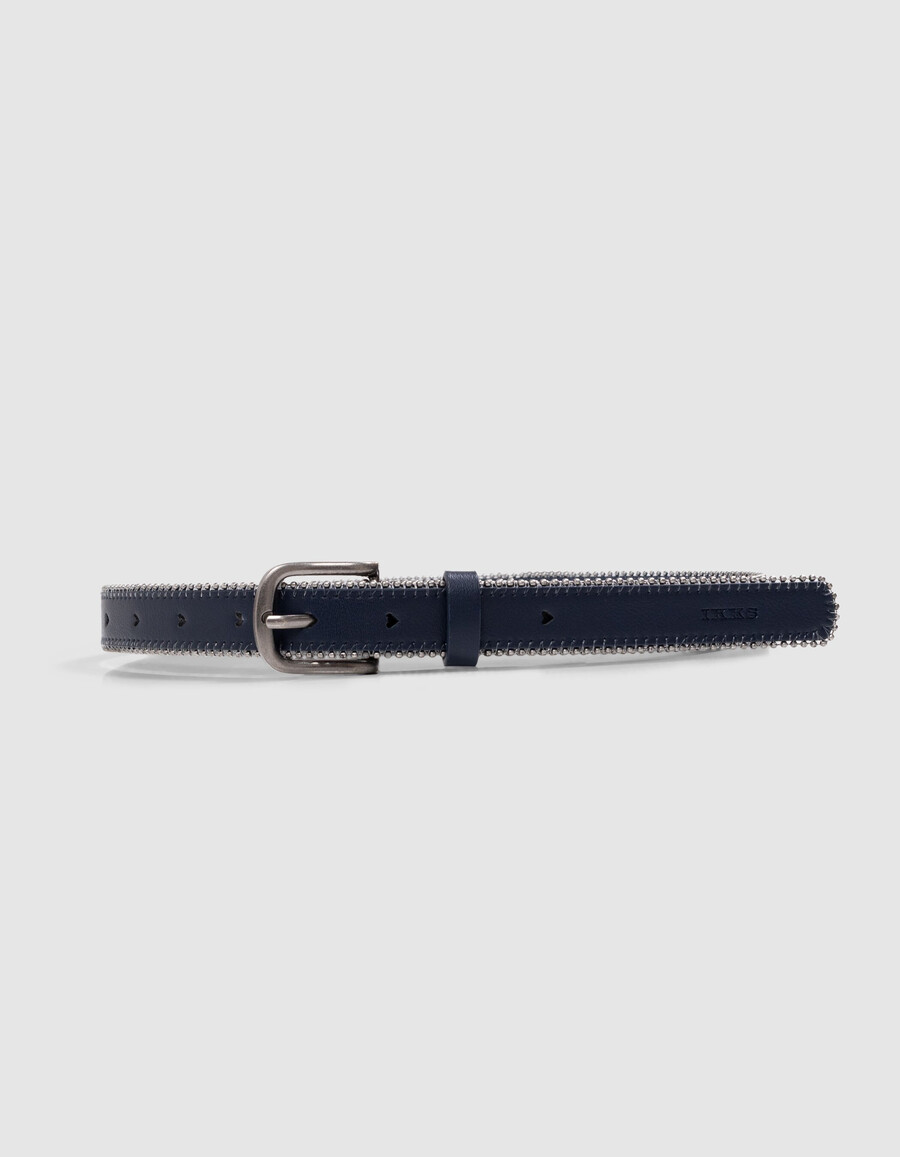 cintura blu navy traforata con cuore e microperline per bambine
