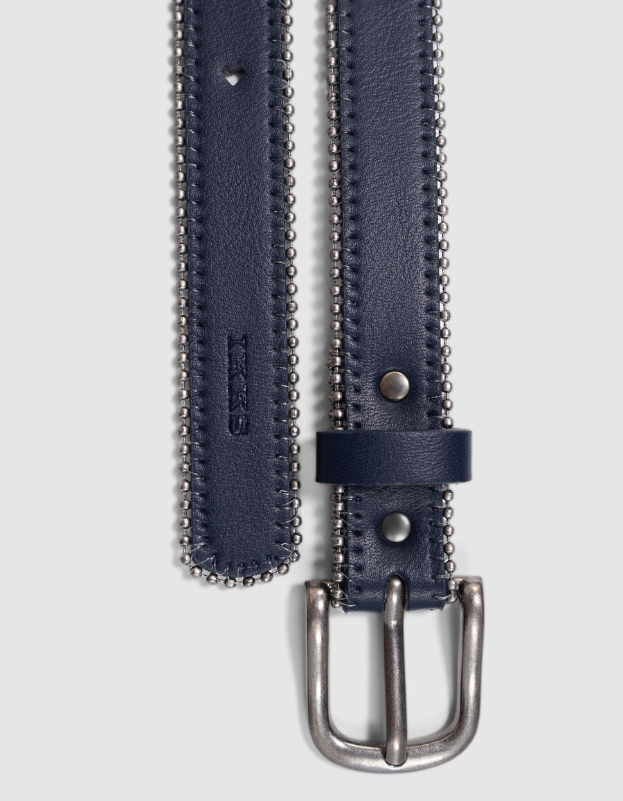 cintura blu navy traforata con cuore e microperline per bambine