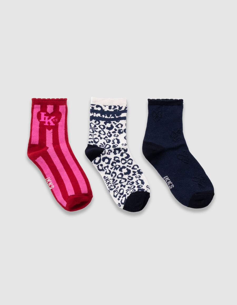 calzini blu navy écru e rossi per bambine