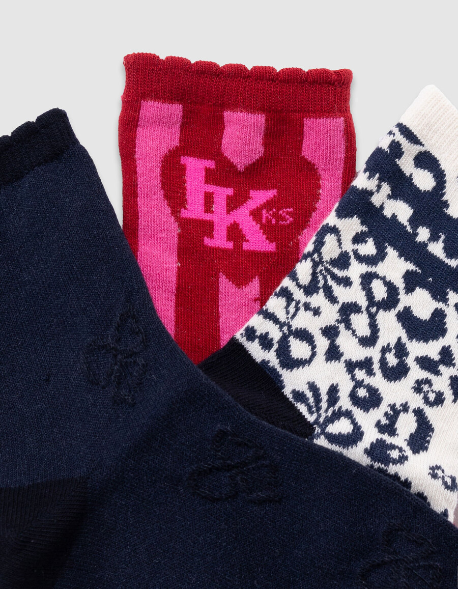 calzini blu navy écru e rossi per bambine