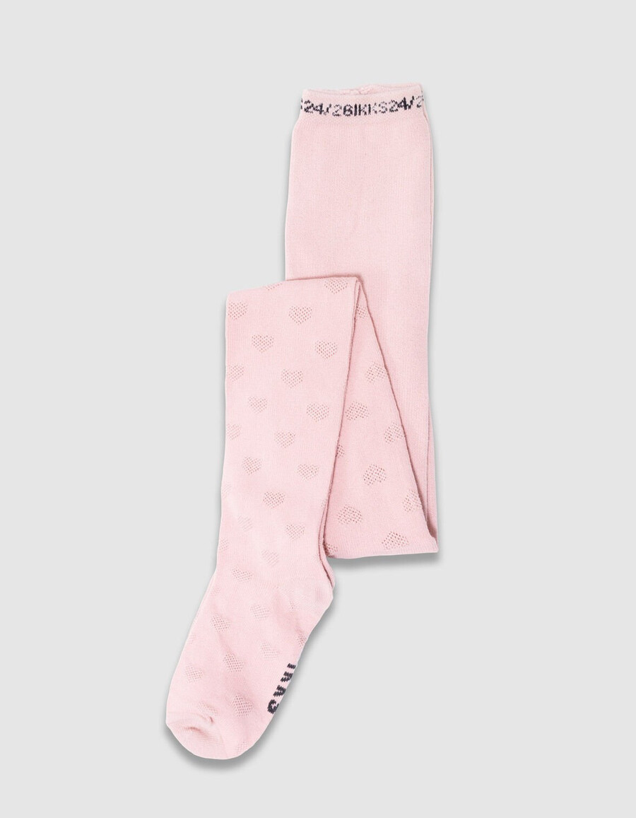 collant in maglia jacquard con fiocco rosa per bambine