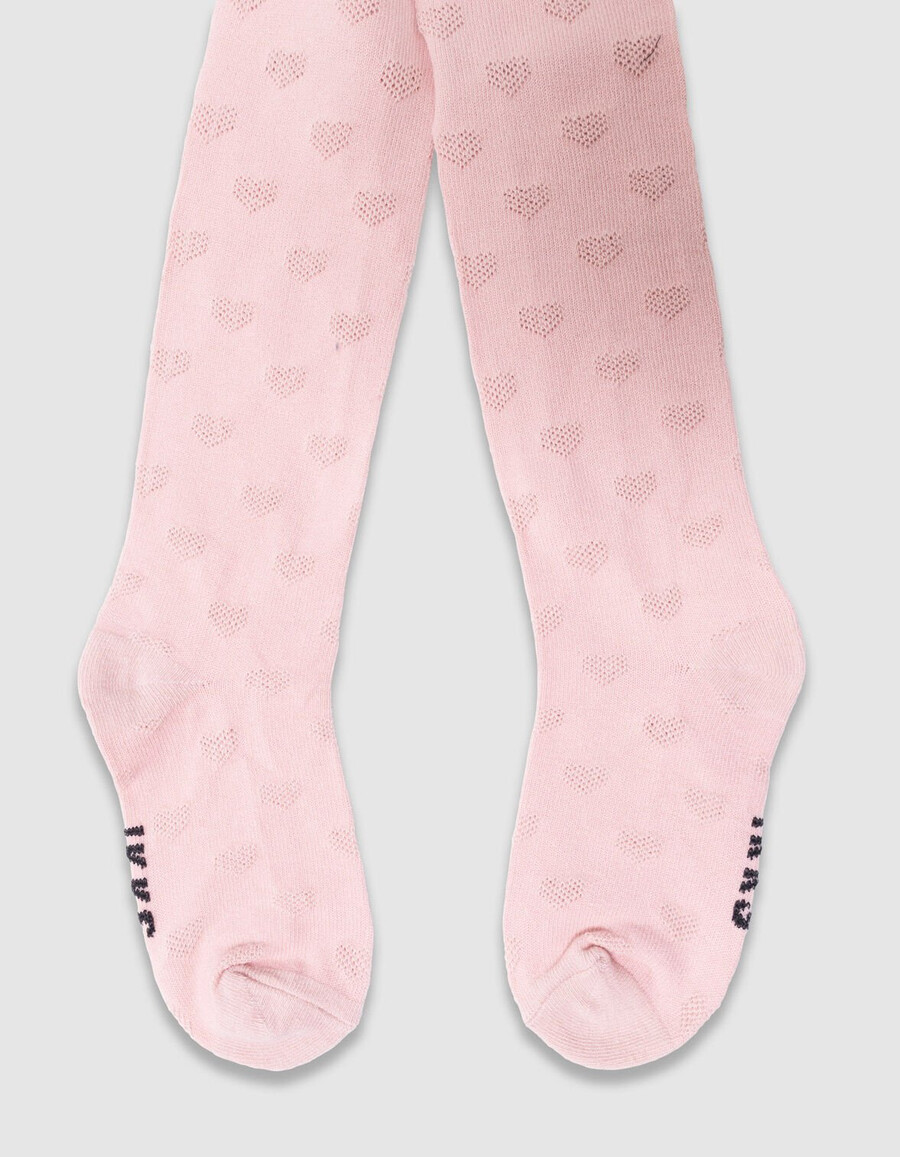 collant in maglia jacquard con fiocco rosa per bambine