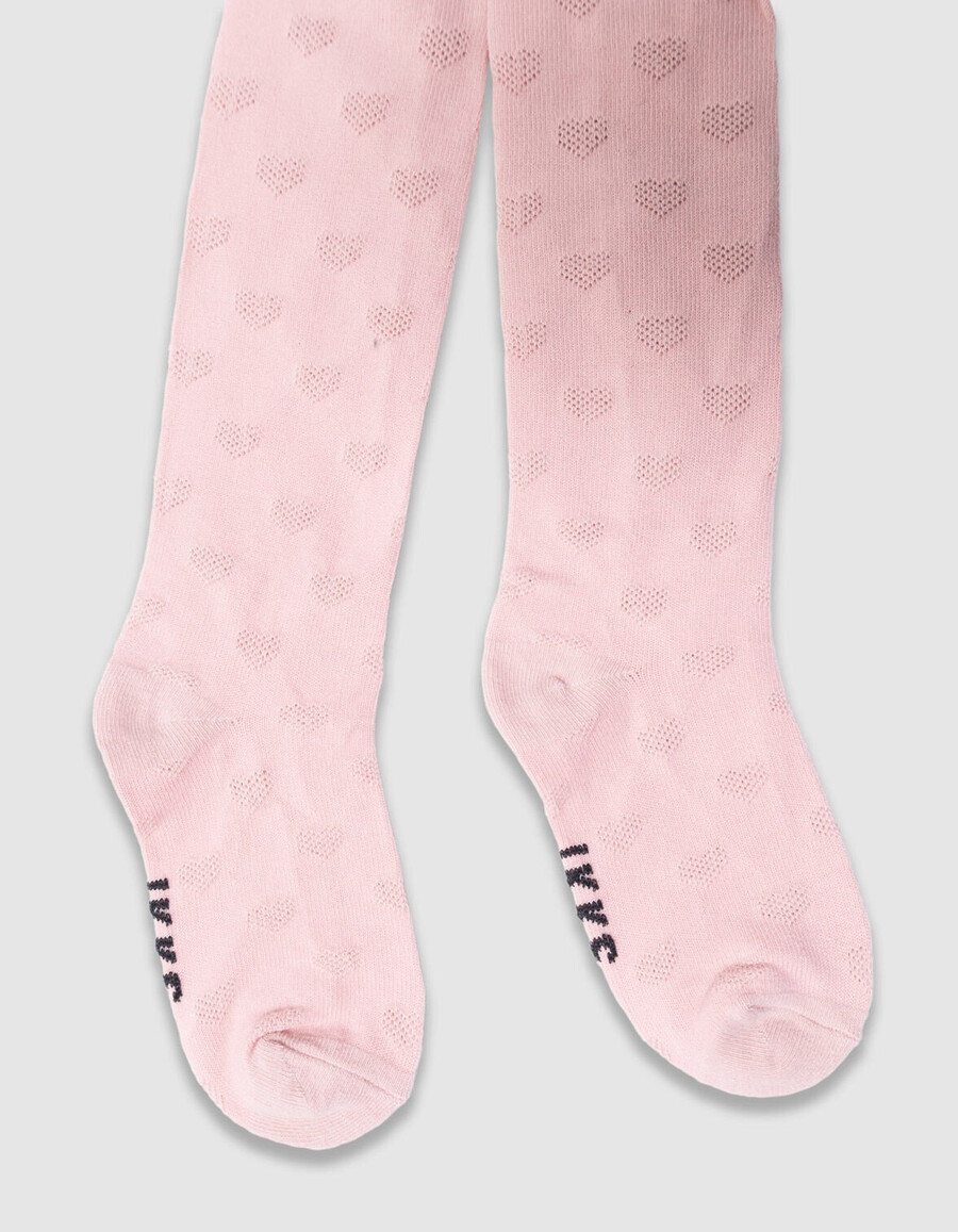 collant in maglia jacquard con fiocco rosa per bambine