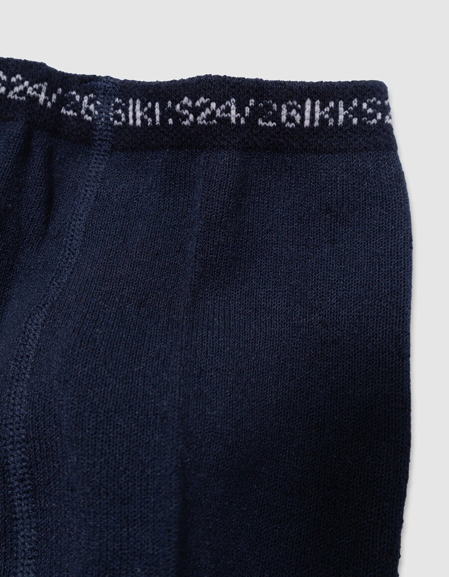collant in maglia jacquard blu navy con motivo a fiocco per bambine