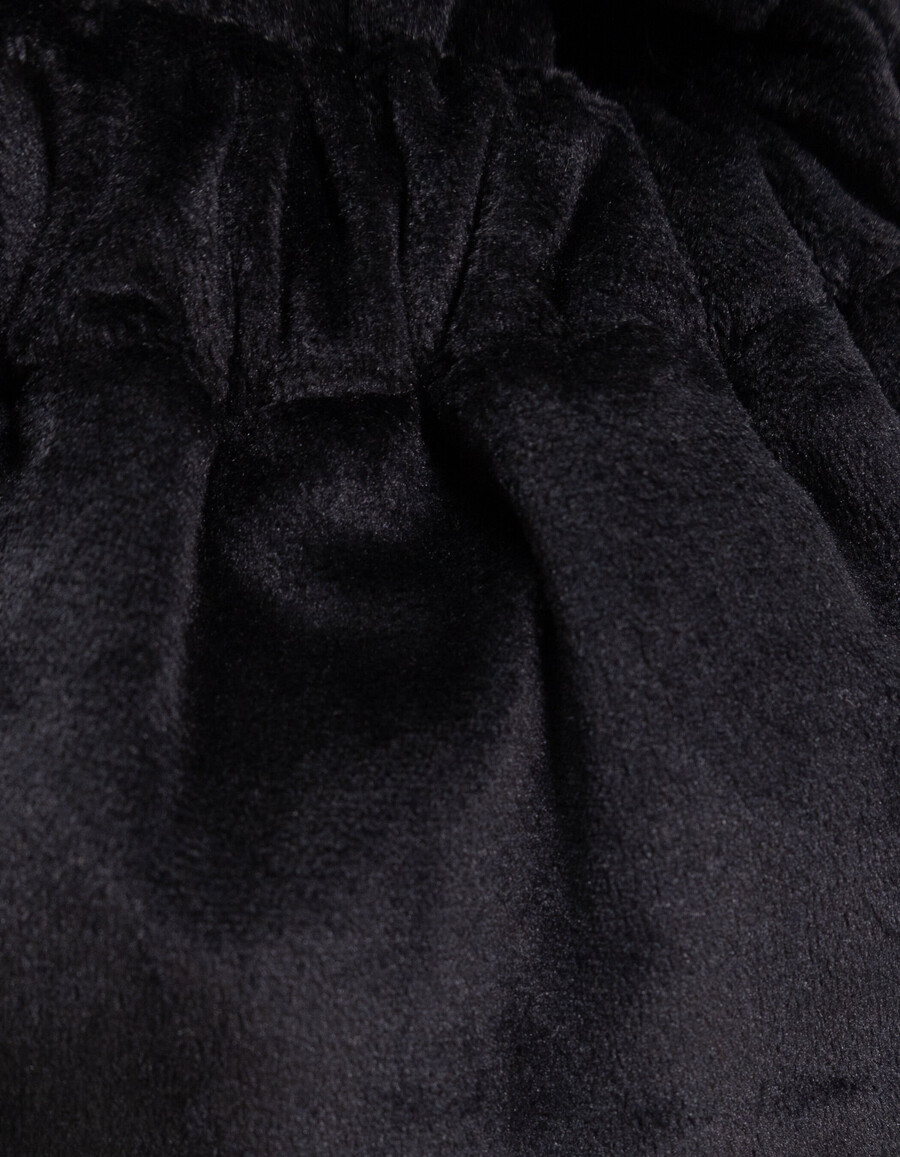borsa a secchiello in velluto nero panné per ragazze