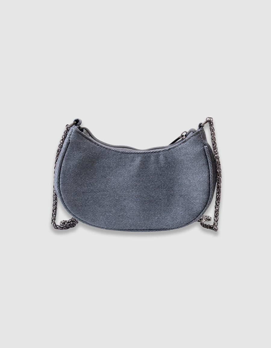 borsa blu glitterata per bambine con cuori trapuntati