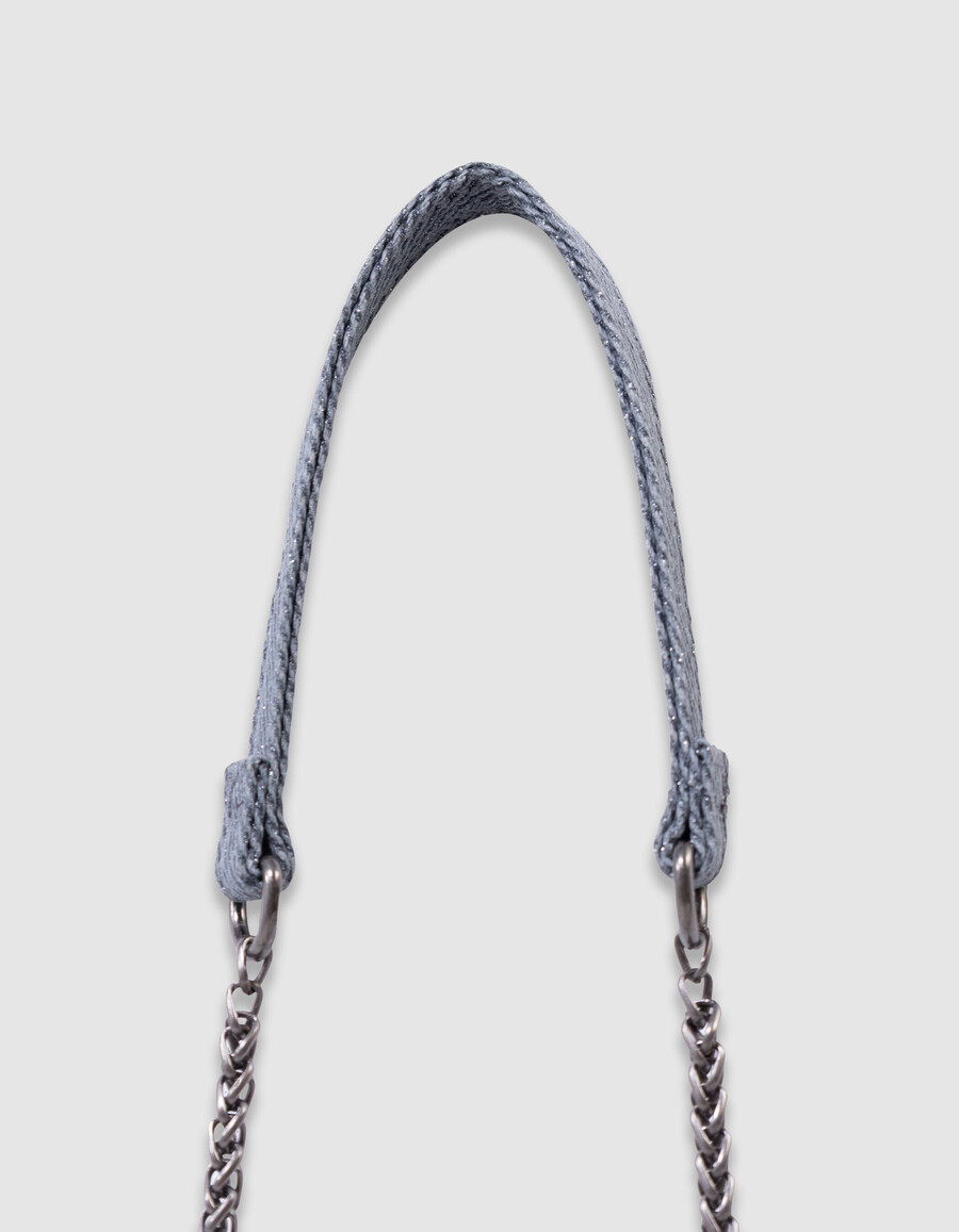 borsa blu glitterata per bambine con cuori trapuntati