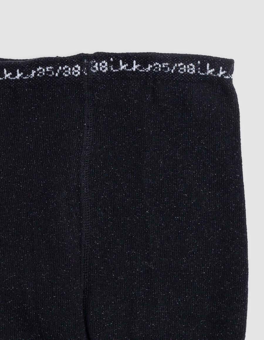 collant in maglia con paillettes nere da bambina