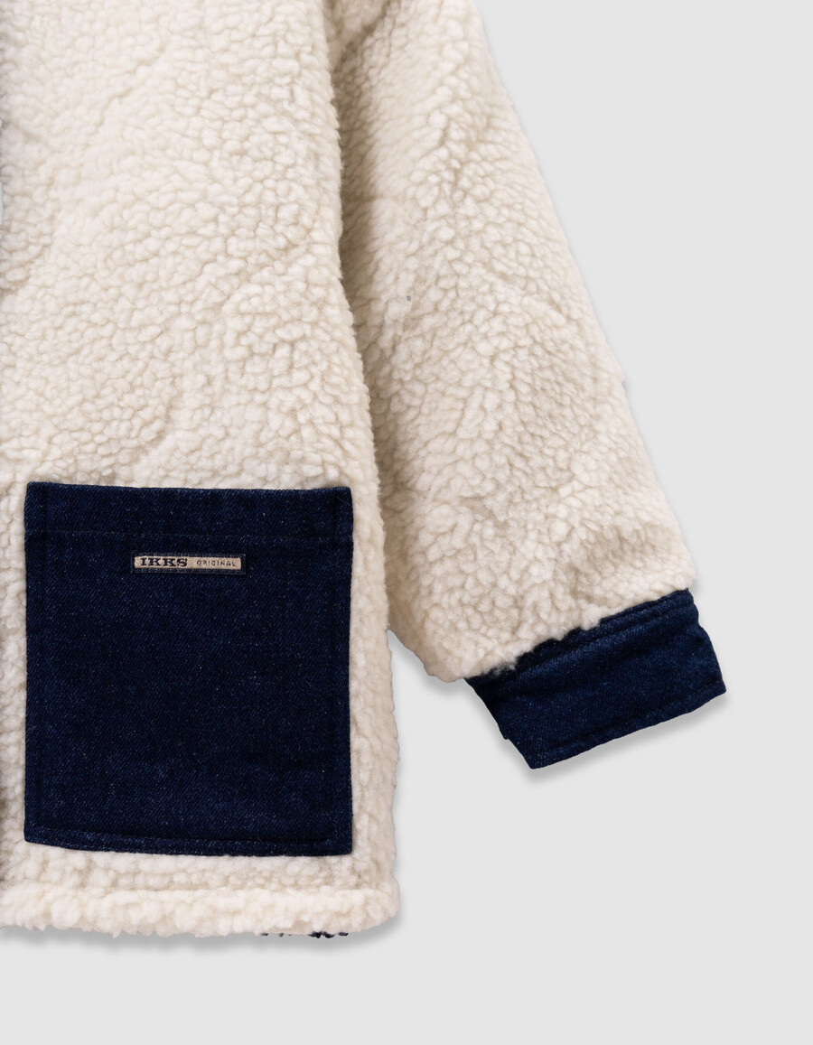 giacca reversibile in denim grezzo e sherpa per bambina