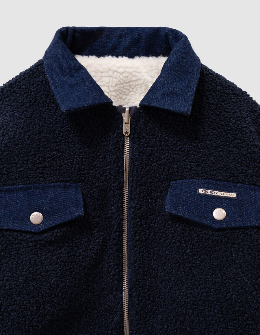 giacca reversibile in denim grezzo e sherpa per bambina