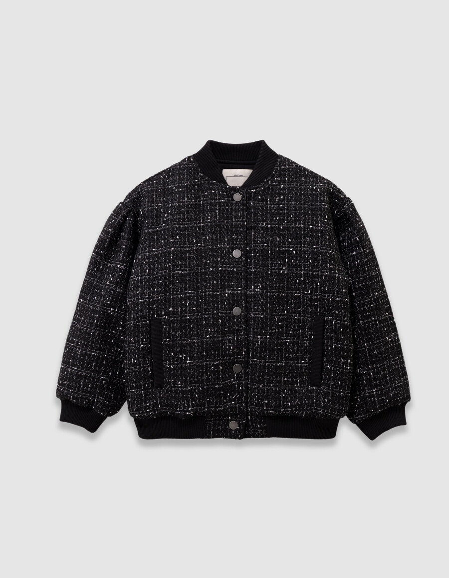 giacca nera effetto tweed per ragazze