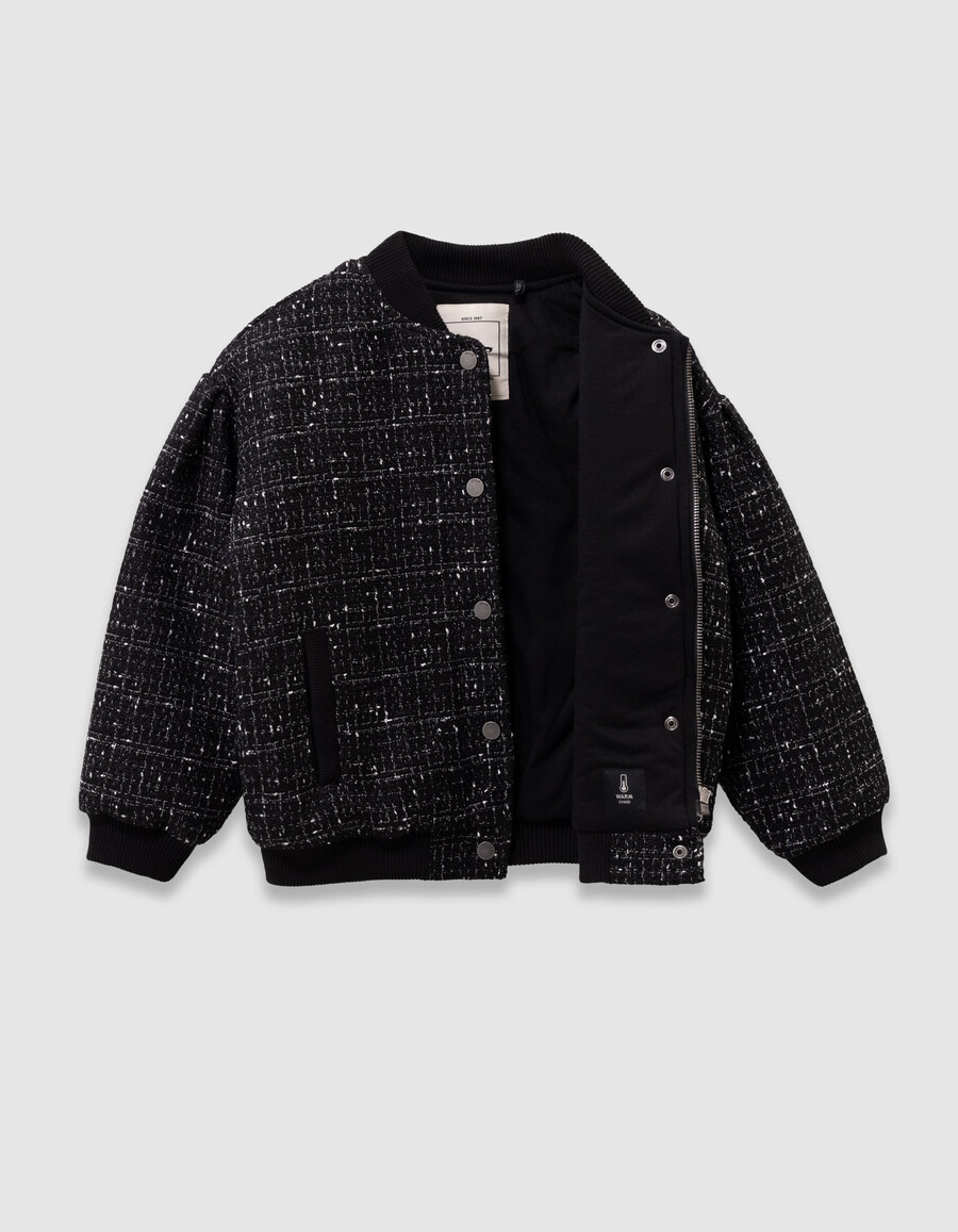 giacca nera effetto tweed per ragazze