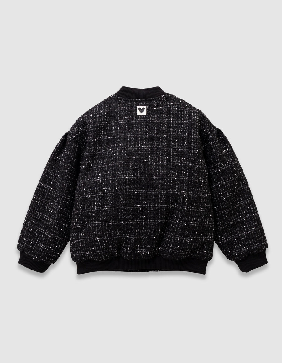 giacca nera effetto tweed per ragazze