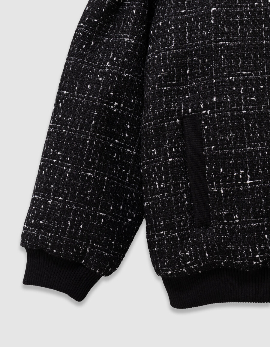 giacca nera effetto tweed per ragazze