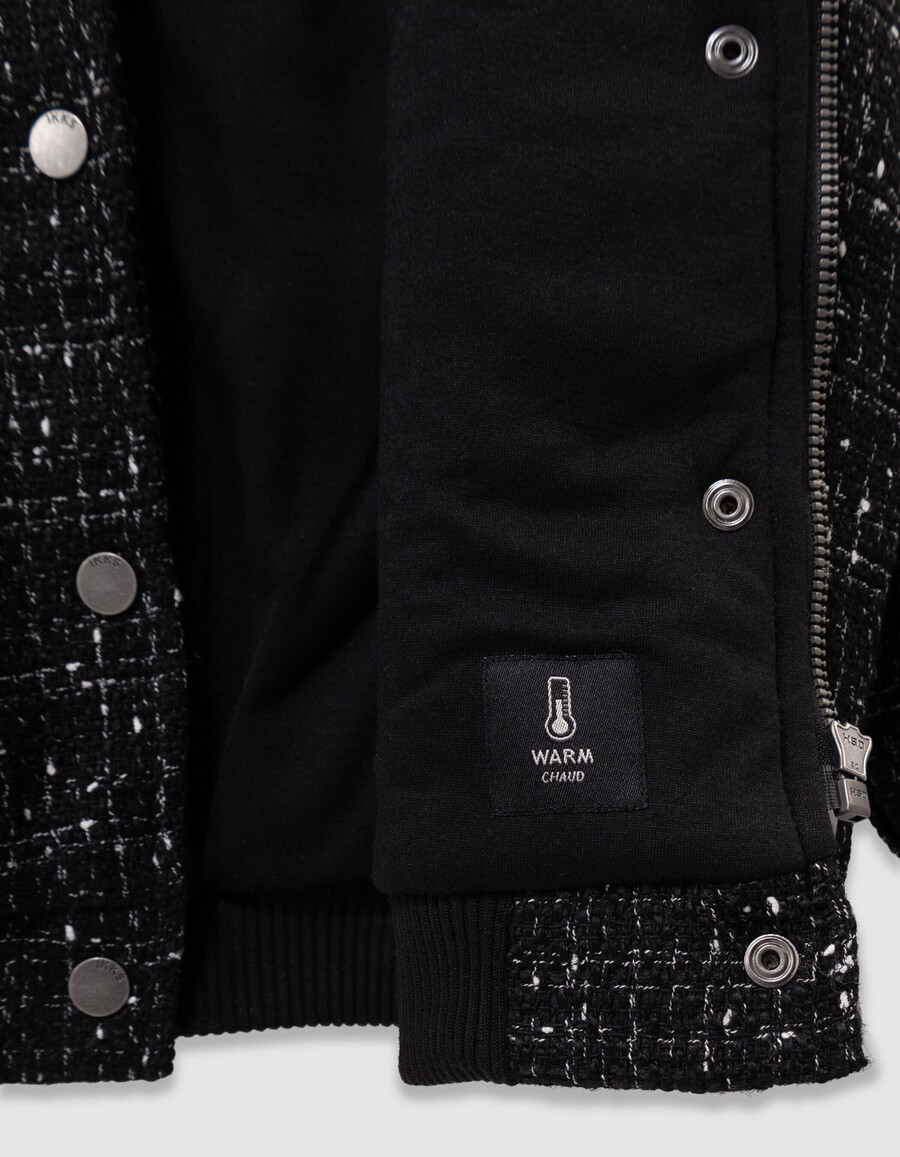 giacca nera effetto tweed per ragazze