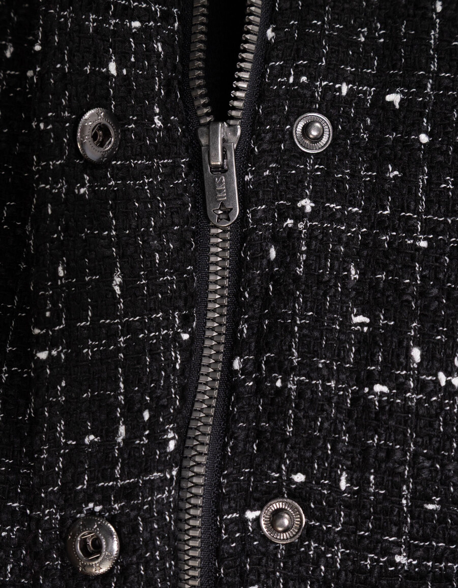 giacca nera effetto tweed per ragazze