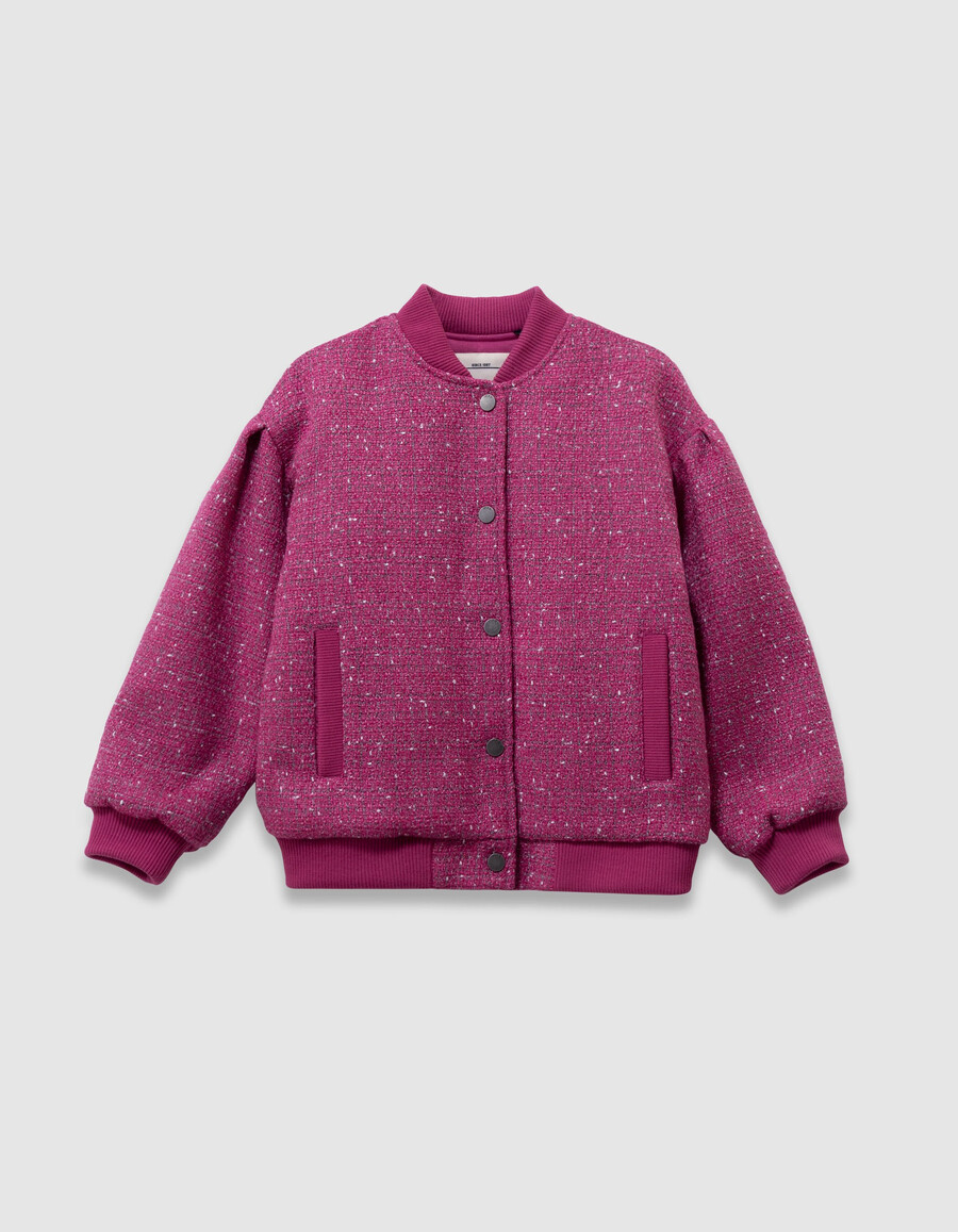 giacca rosa effetto tweed per bambine