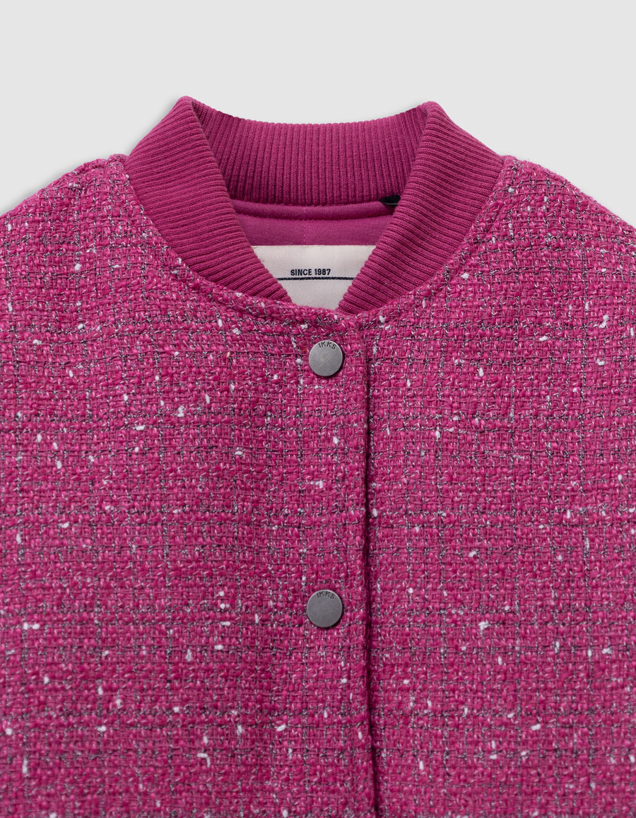 giacca rosa effetto tweed per bambine