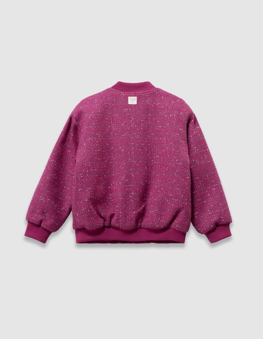 giacca rosa effetto tweed per bambine