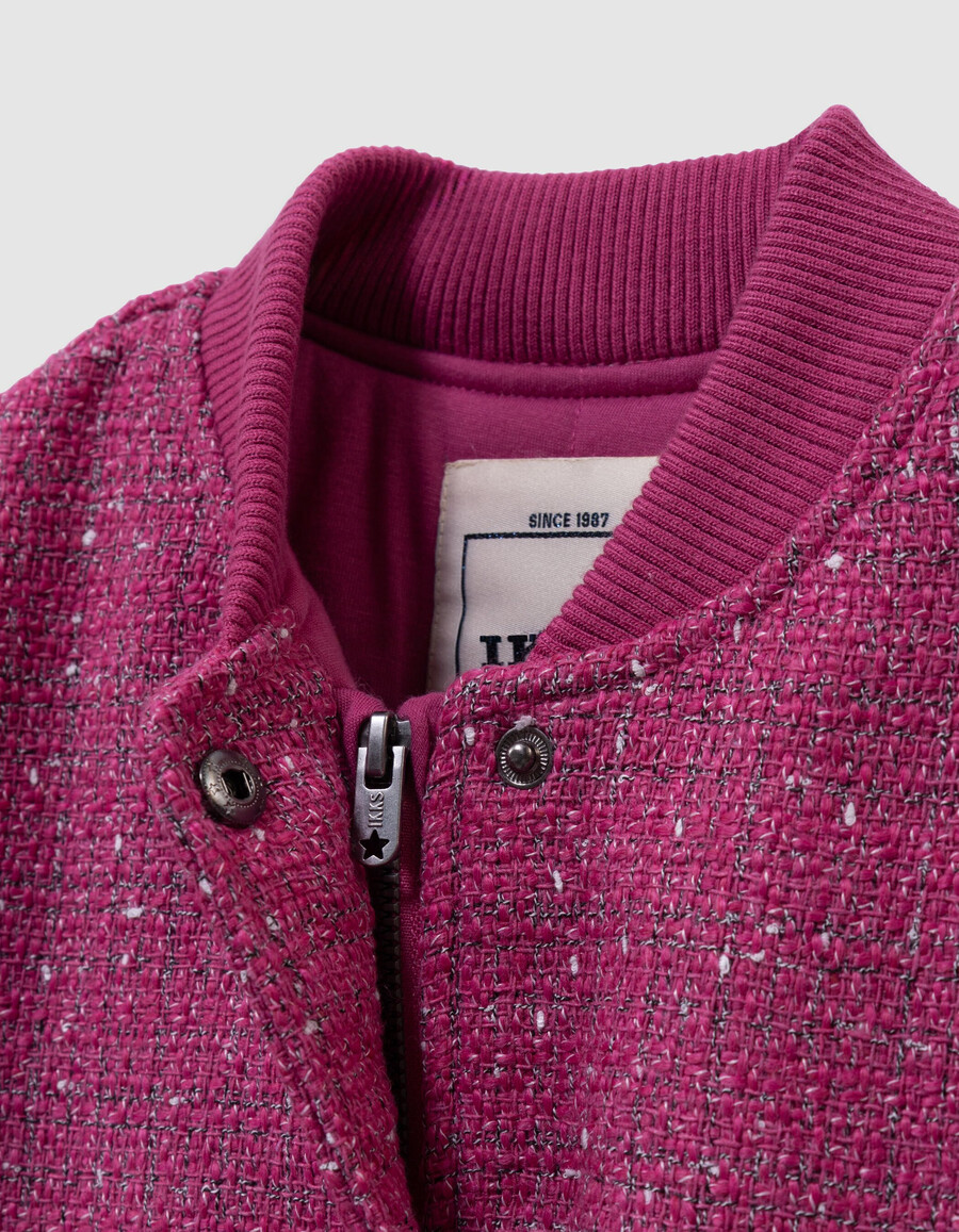 giacca rosa effetto tweed per bambine