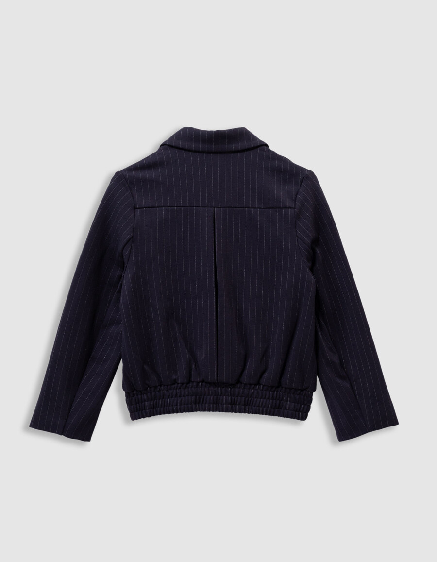giacca da abito blu navy a righe per ragazze